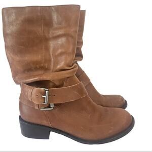 Matisse Boots Moto Robbie Mid-calf Brown Leather Buckle slouchy